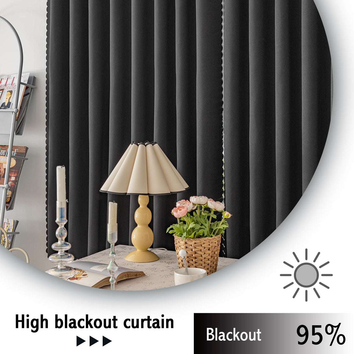 Magic Tape Stick on Curtains Blackout Curtains for Bedroom no Drillng Self Adhesive Curtain no Rod Small Window (Black / 35"W x 40"L (Pack of 2))