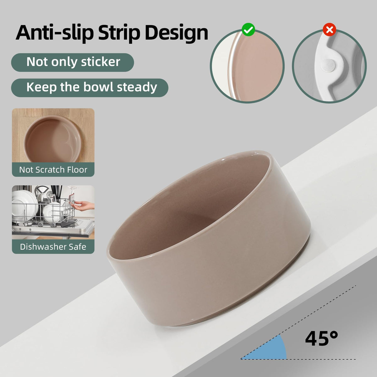 Ceramic Dog Bowls Elevated (Brown Coffee)