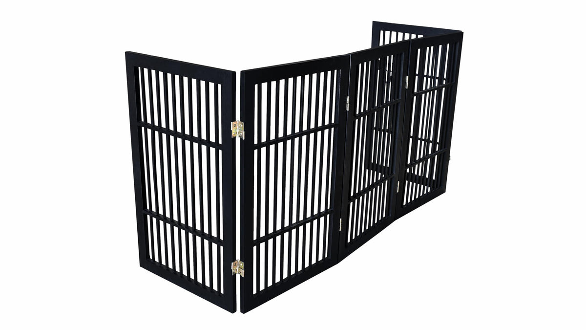 Pet Dog Gate Freestanding (5 Panel 30" Tall / Black Pet Gate)