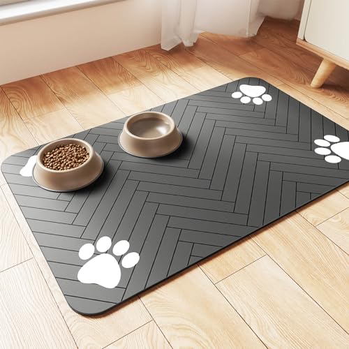 Pet Feeding Mat (Dark Gray / 20"L x 12"W)