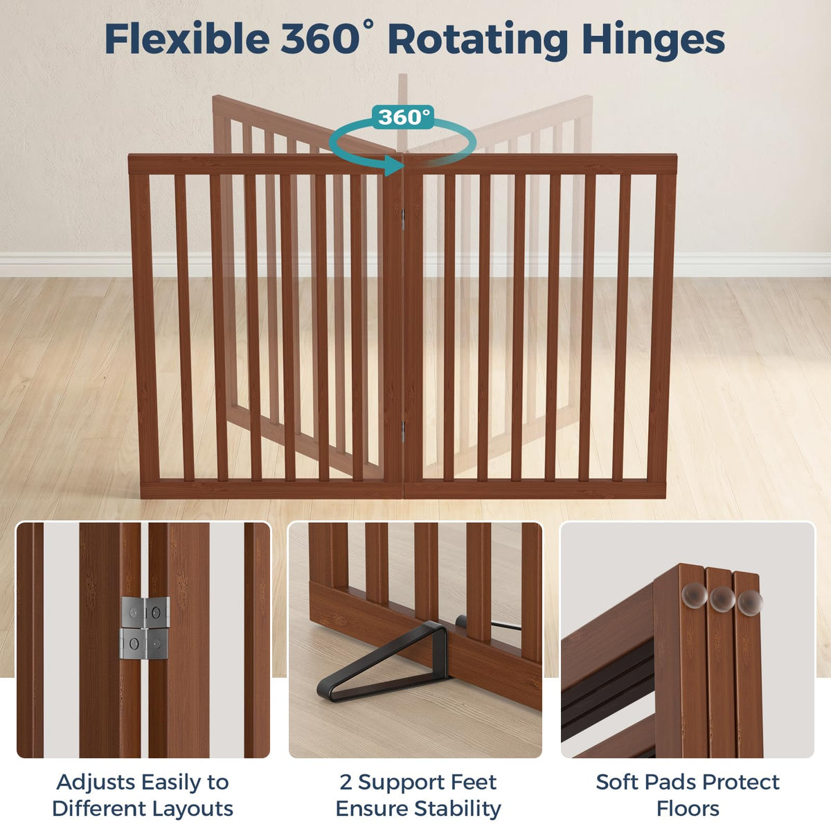 Dog Gate Indoor (Walnut / 56"Wx24"H, 3-Panel)
