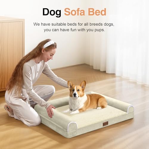 Orthopedic Dog Bed for Medium Dogs (Beige / 30.0"L x 20.0"W x 6.0"Th)