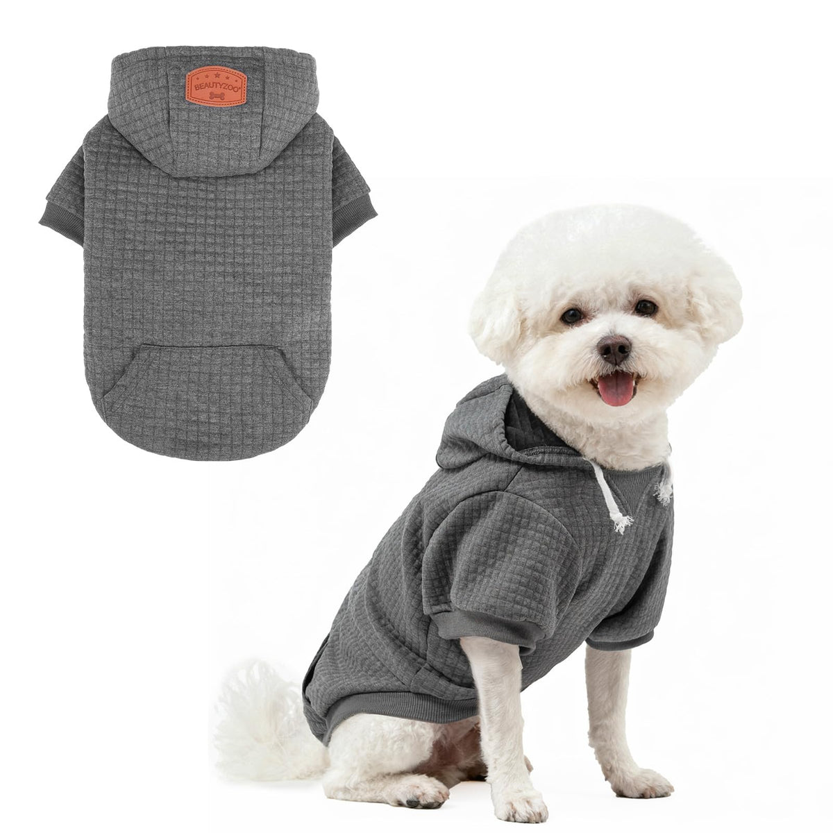 Dog Hoodies Sweater for Small Dogs (Dark Grey / S/M (Back: 14",Chest: 19", Neck: 12"))