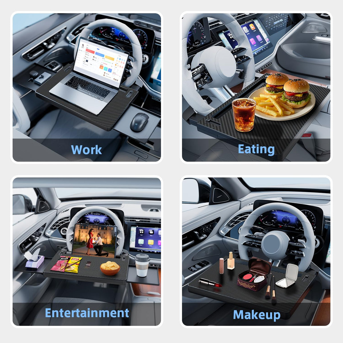 Steering Wheel Tray (Carbon Fiber Texture Black)
