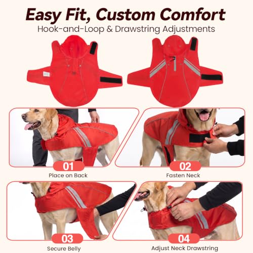 Dog Raincoat Wetoff Dog Rain Coat (Red / XL (30"-34" chest girth))