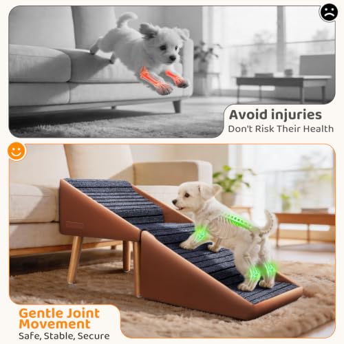 Dog Stairs for Small Dogs (Brown / 17in Couch)