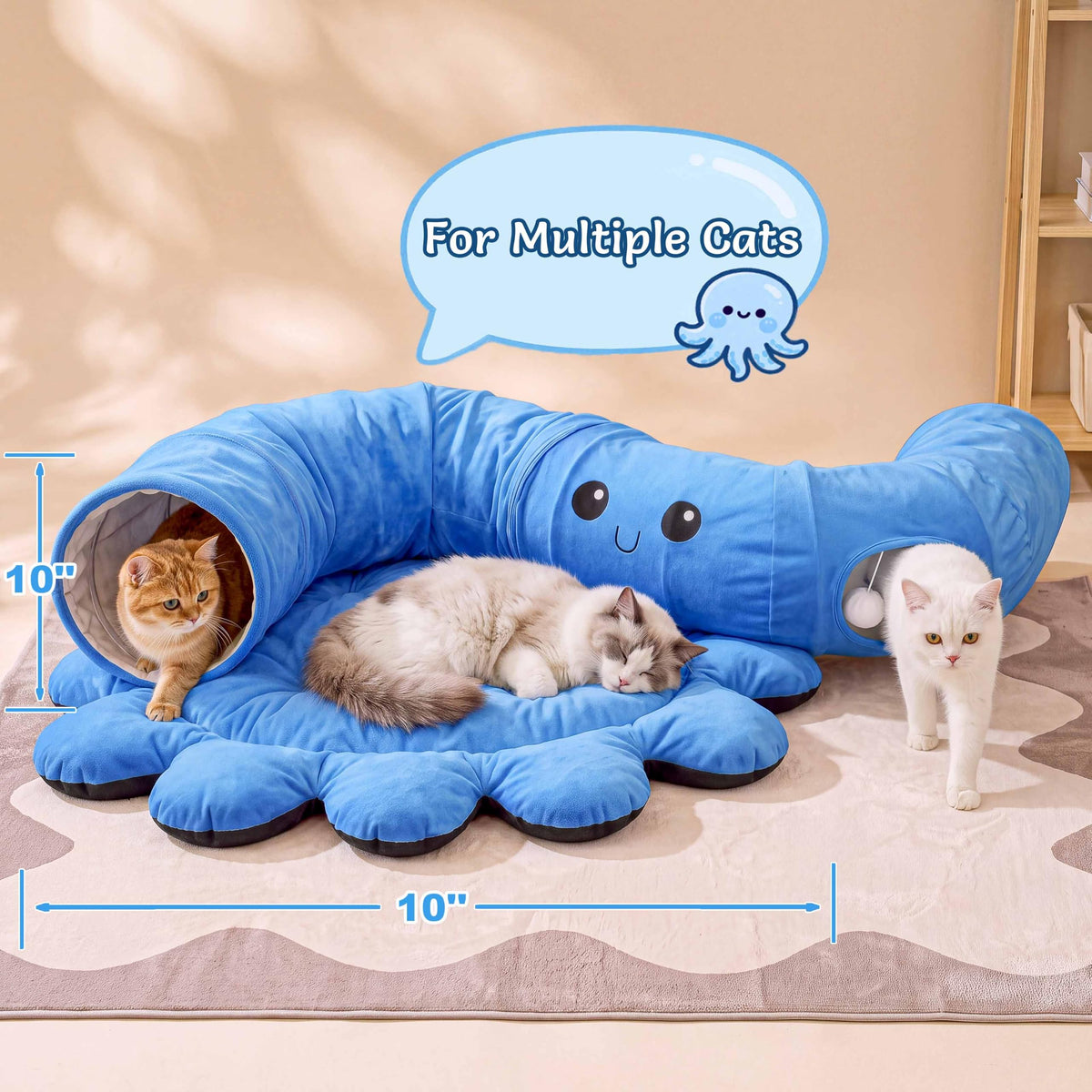 Cat Tunnel Bed with 20 Cat Toys (Blue / Large)