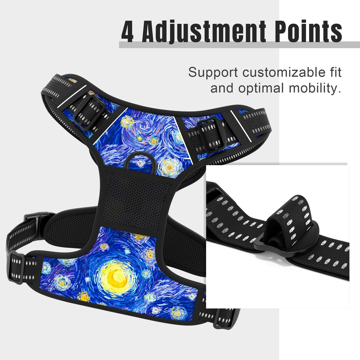 No Pull Dog Harness (Van Gogh Starry Night / Medium)