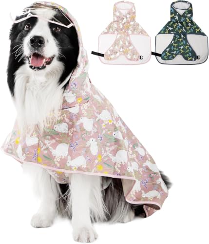 Dog Raincoat Waterproof Windproof Dog Rain Jacket with Hood (Pink / L(16-22lbs))