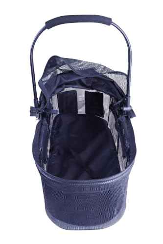 Full Window pet Stroller with Detachable Carrier (with Detachable Basket / Black)