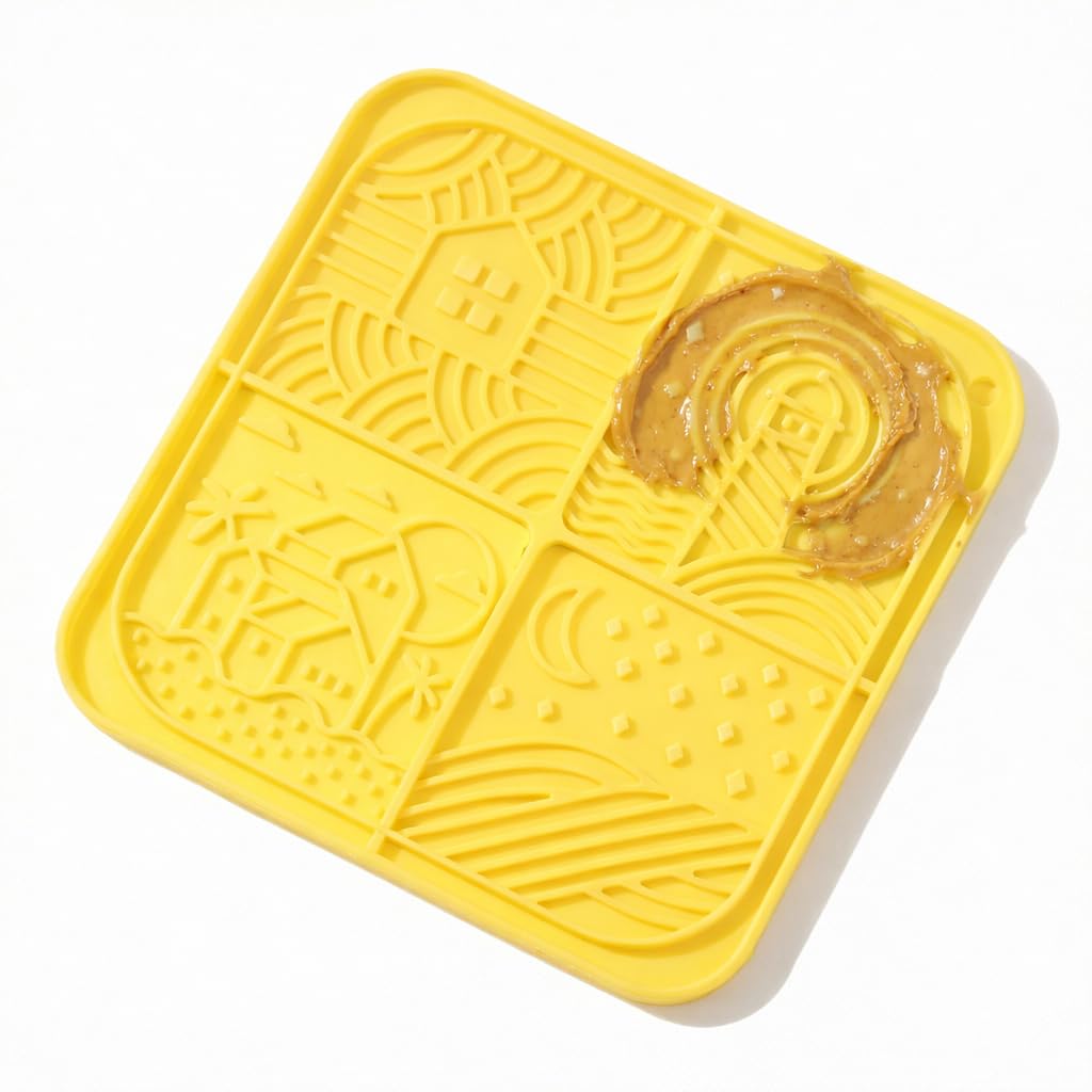 Dog Lick Mat with Suction Cups (Yellow)