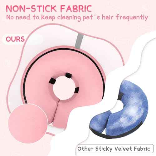 Raised Inflatable Dog Cone Collar to Stop Licking (Solid Pink / XL(Neck 14"-18"))