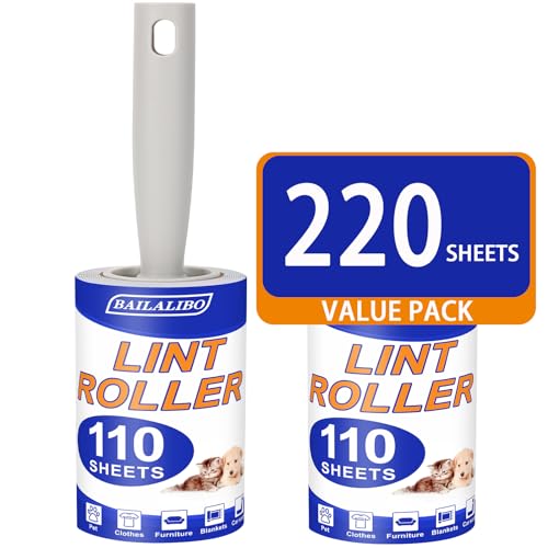 Lint Roller for Pet Hair (1 Handle + 2 Refills（220 Sheets）)