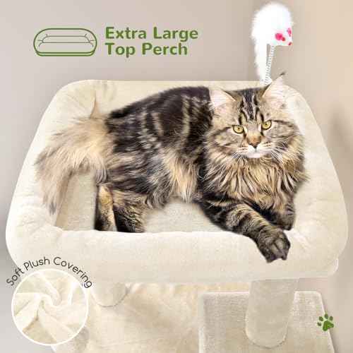 Cat Tree Tower for Indoor Cats Large Adult (Beige / XL)