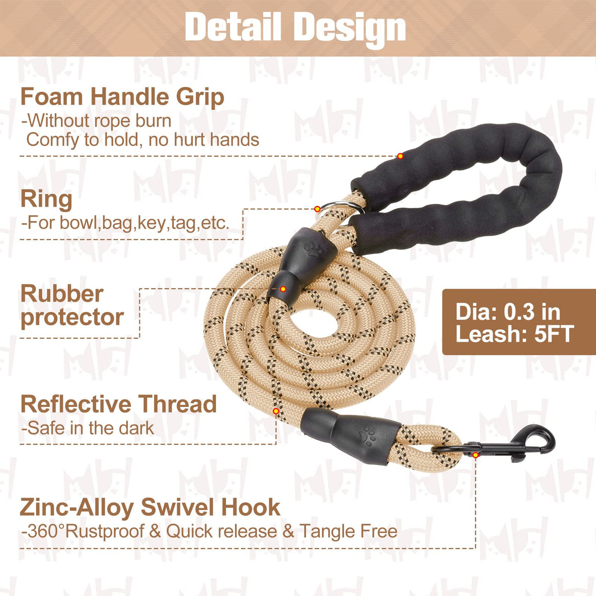 Small Dog Harness and Leash Set (Small(Chest Girth 14.5" - 16") / Beige)