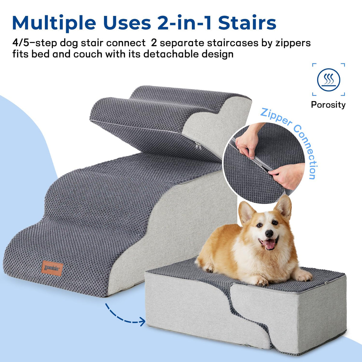 Dog Stairs Ramp for Bed 19.7" H