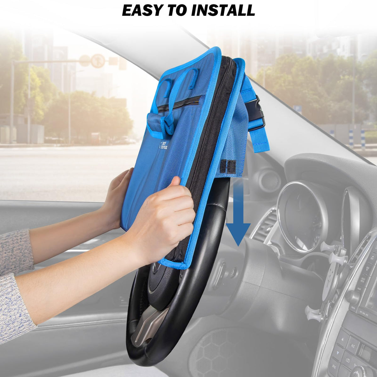 3 in 1 Steering Wheel Eating Tray (Blue / Large)