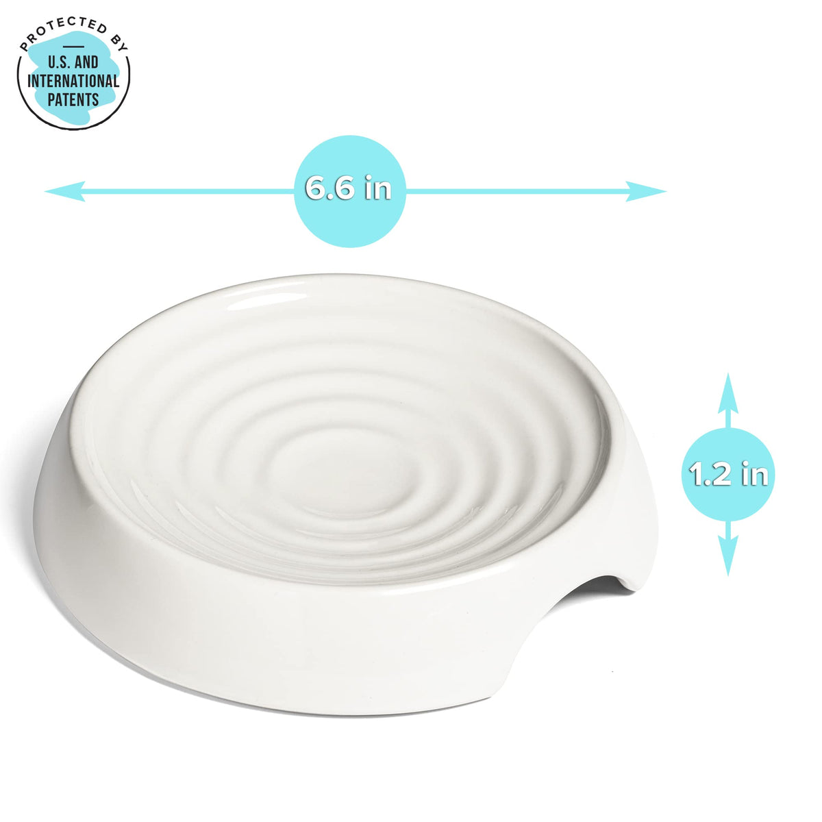 Cat Bowls Whisker Friendly Food Bowl for Indoor Cats (Dish - Set of Two / Ceramic, White)