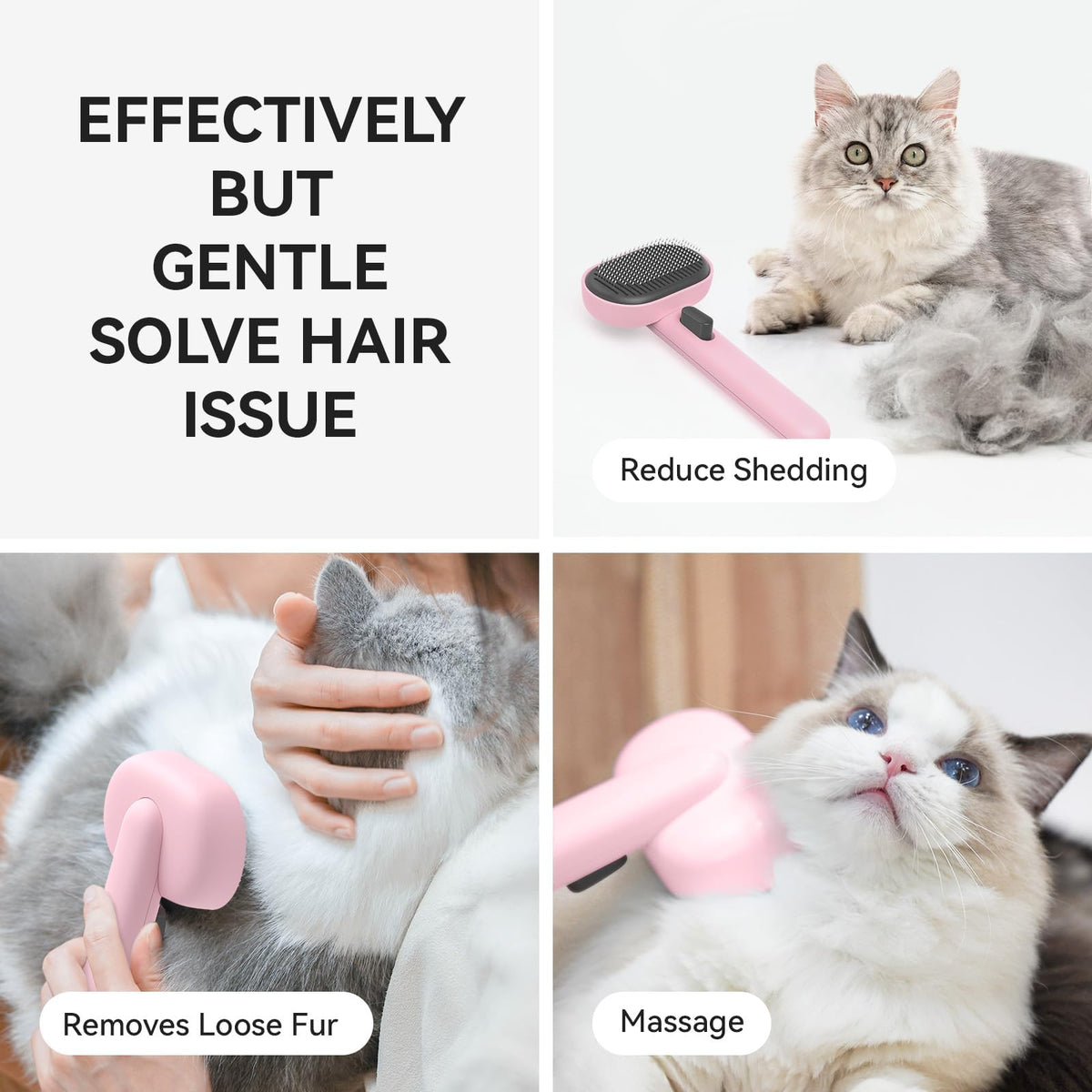 Cat Brushes for Indoor Cats (Pink)