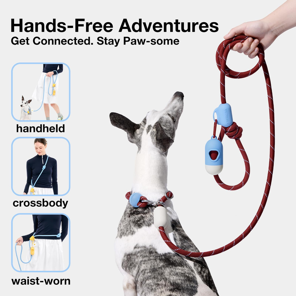Hands Free Dog Leash (Mist&Merlot Red)
