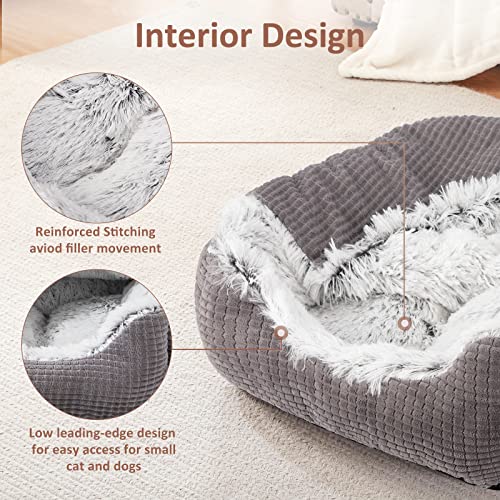 Dog Beds for Small Medium Dogs with Hooded Attached (25.0"L x 21.0"W x 8.0"Th)