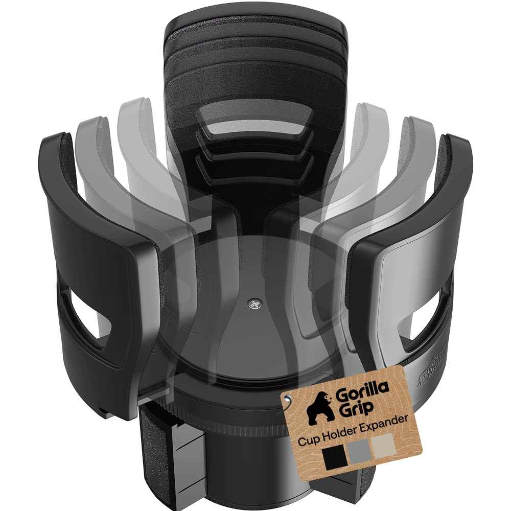 Patent Pending Adjustable Car Cup Holder Expander (Black)