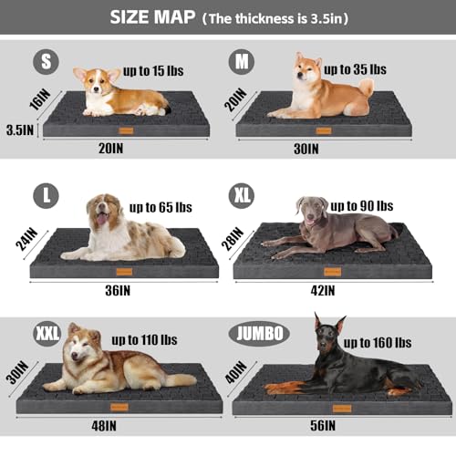 Orthopedic Medium Dog Bed Pet Crate Mat 30''X20'' Dark Grey (Dark Grey / 30"L x 20"W x 3.5"Th)