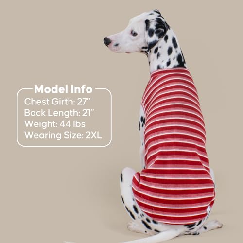 2Pack Waffle Dog Shirt for Medium Large Dogs Striped Dog Sweater (XX-Large (28-50lbs) / 2Pack(Red+Striped))