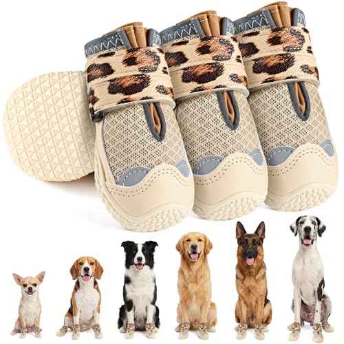 Dog Shoes for Large Small Medium Dogs (Beige / #8 (Width 3.0 inch) for 74-91 lbs)