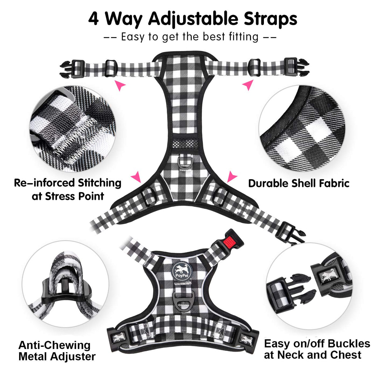 Plaid Dog Harness Medium (Medium / Grid)