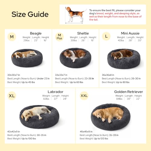 SupportMax® Calming Dog Bed Medium Size Dog Washable Pet Bed (Dark Grey / M PLUS(33x33x7))