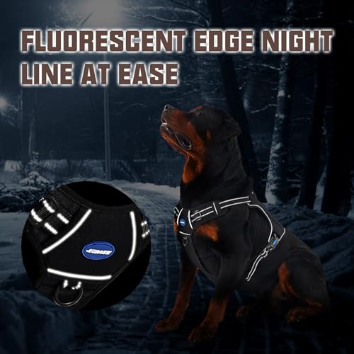 Tactical Dog Harness for Large Dogs (Purple / XL(Neck:20-31",Chest:26-42"),75-135 lbs)
