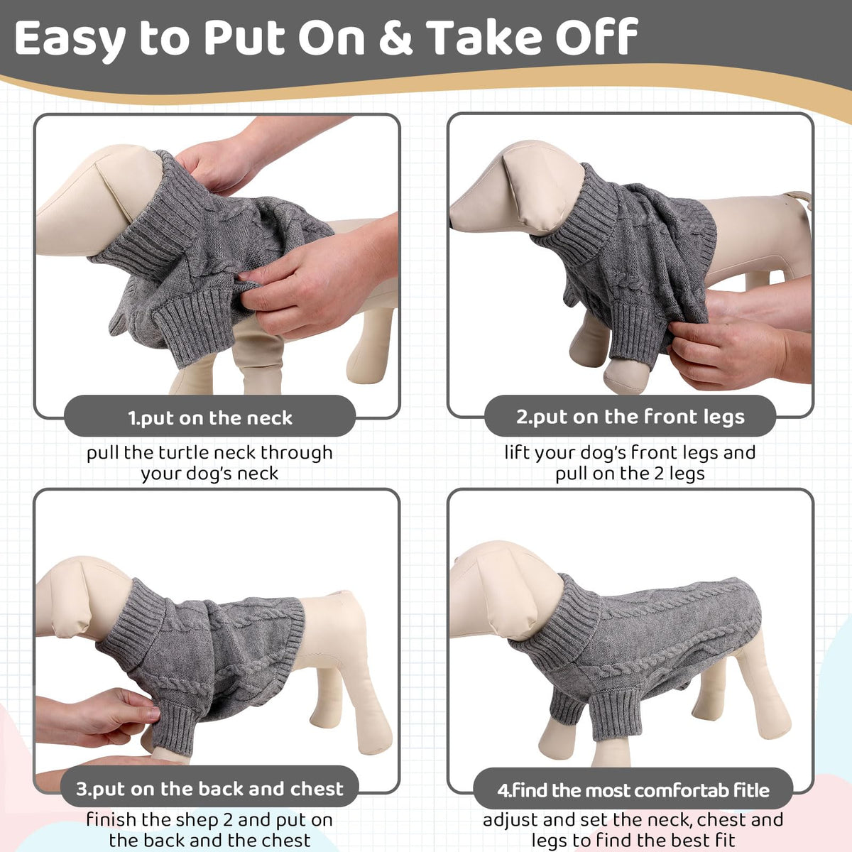 Small Dog Sweater for Small Dogs Boy (Small / Slate Grey)