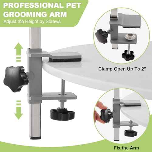 Home Dog Grooming Table Arm with Hammock 35" Height Adjustable Dog Grooming Arm with Clamp No (White / Small/Medium)