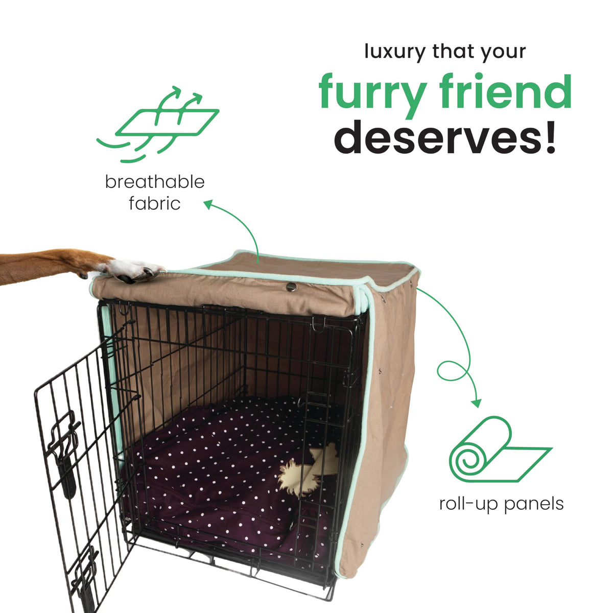 Tan Dog Crate Cover (Wild Horses / 36.0"L x 23.0"W x 25.0"H)