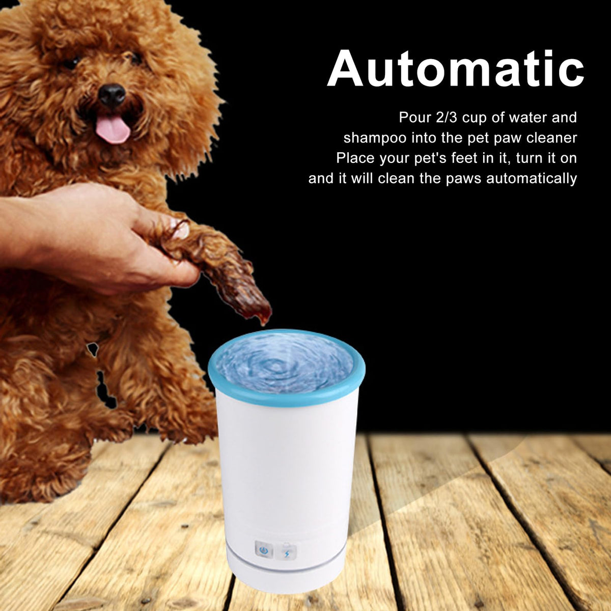 Electric Dog Washer USB Charging Auto Pet Foot Cleaner (L / White Blue)