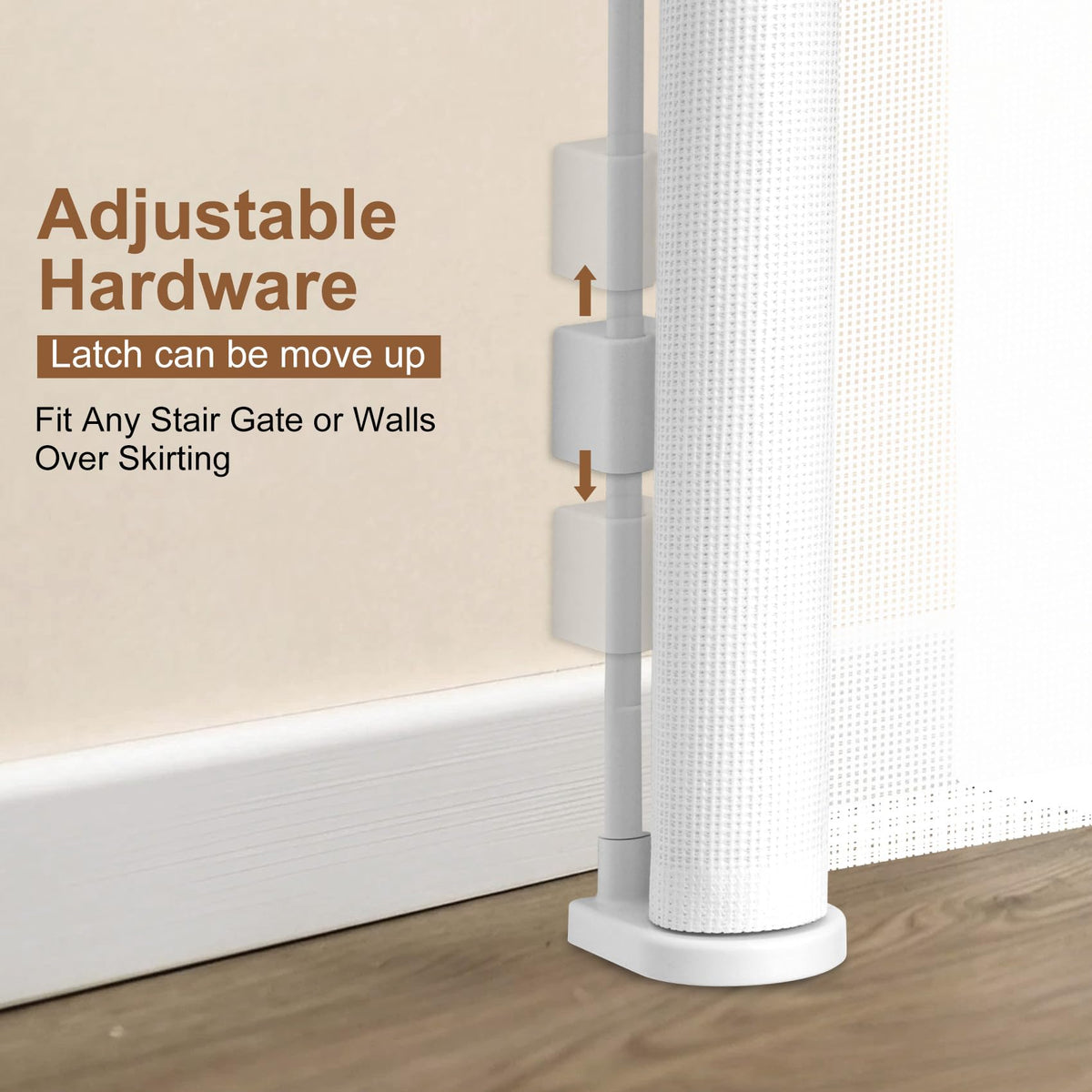 200 inch Reinforced Retractable Baby Gates 42 inch Tall (White / 42" Tall x 200" Wide)