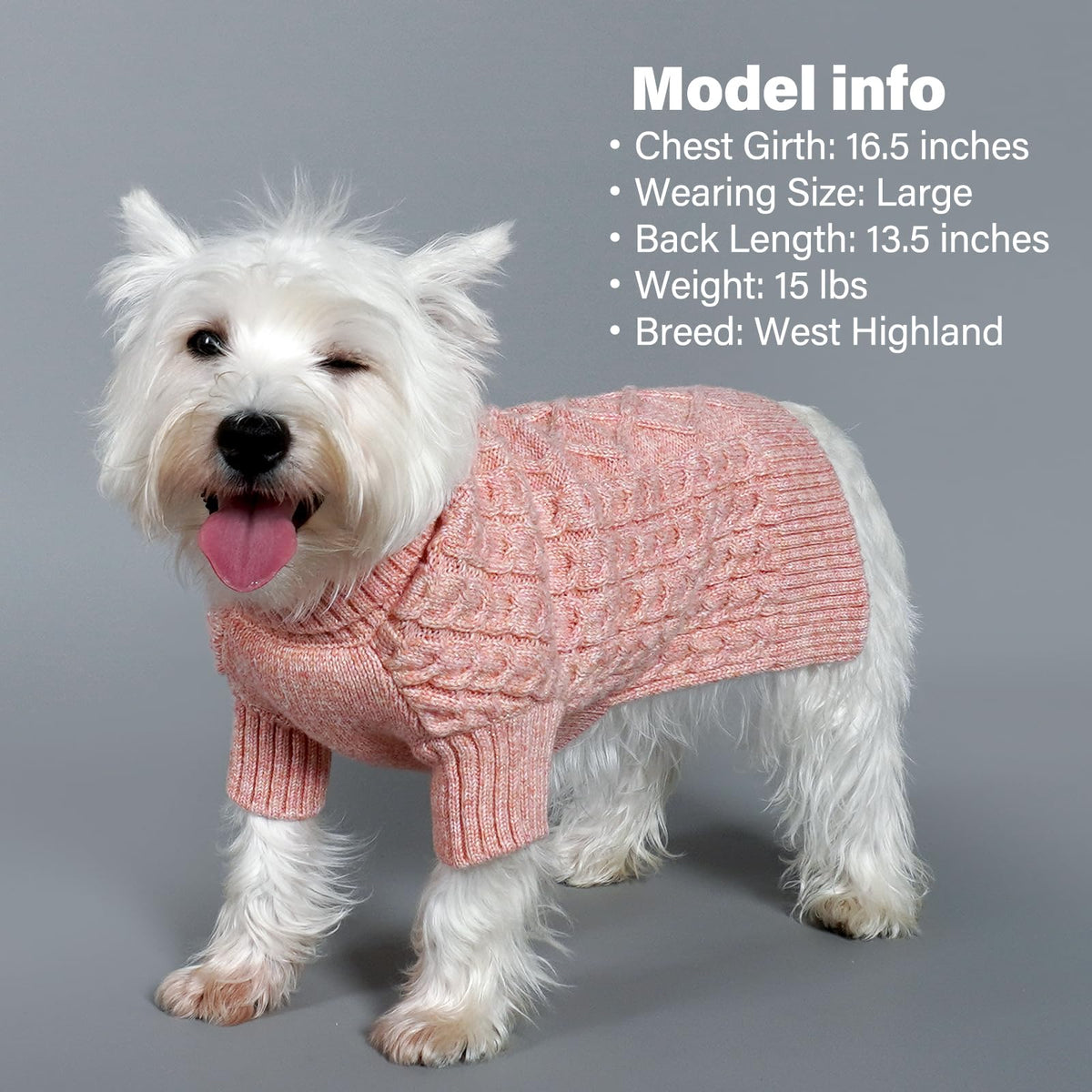 Dog Sweater for Small Dogs Turtleneck Thick Knit with Sleeves (Small / 09# Pink)