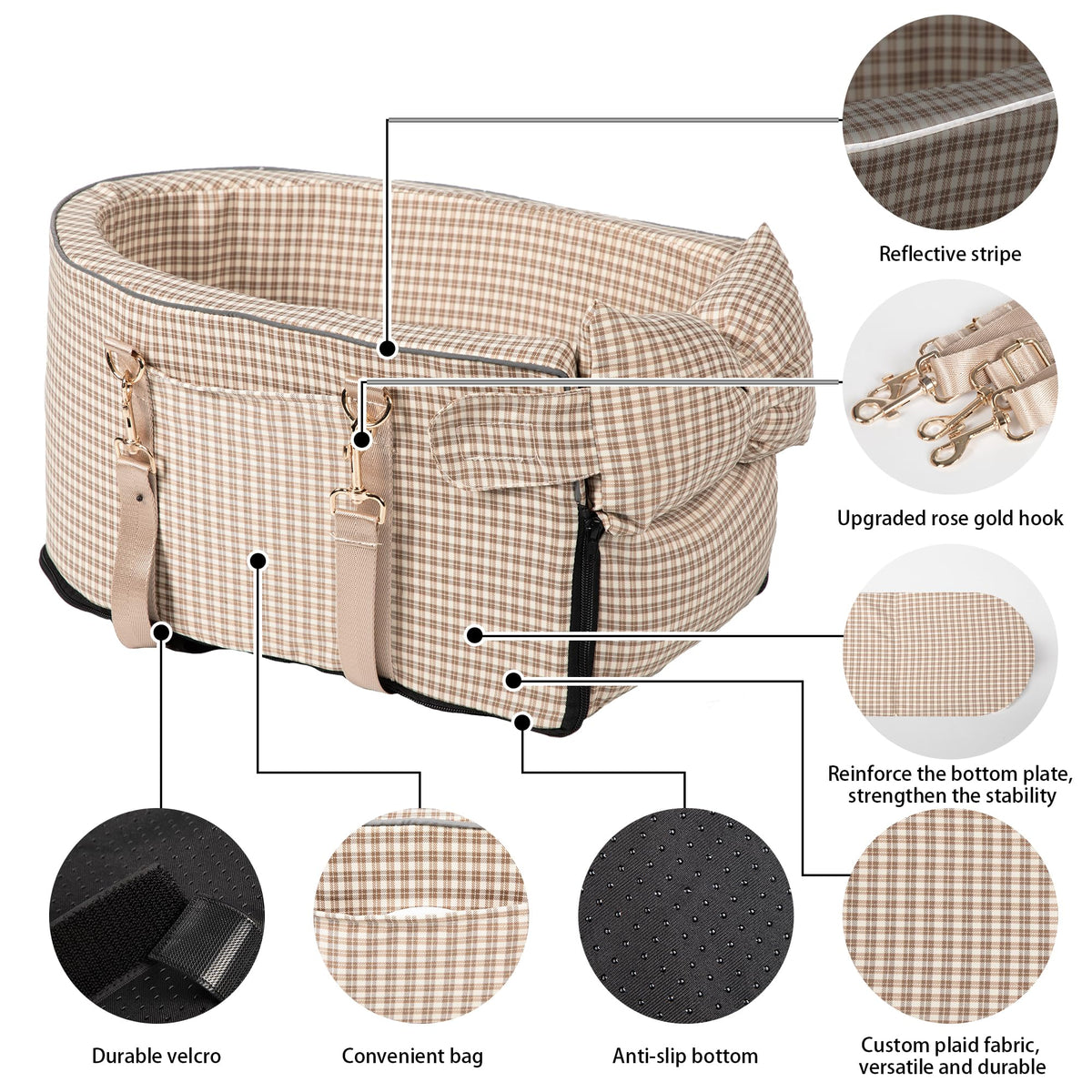 Center Console Dog Car Seat for Small Dogs