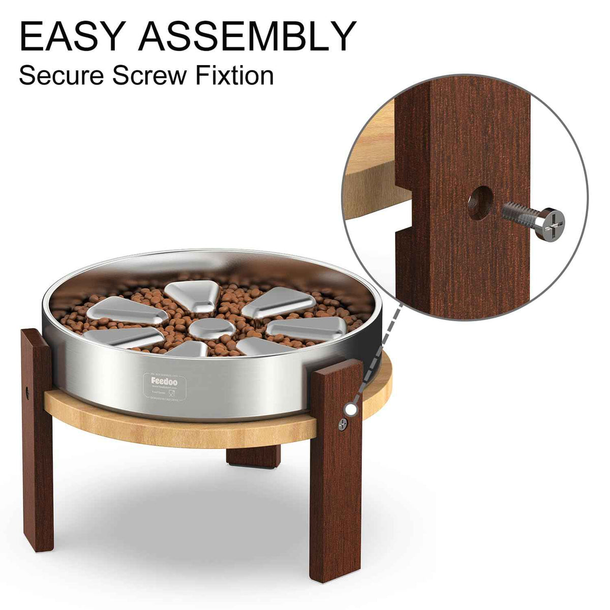 Elevated Dog Bowl Stand (8" Height 4-Cup Slow Feeder)