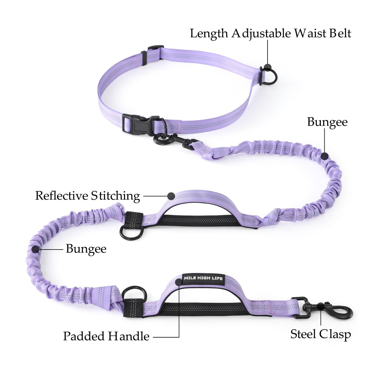 Hands Free Leash (Light Purple / 7FT Hands Free)