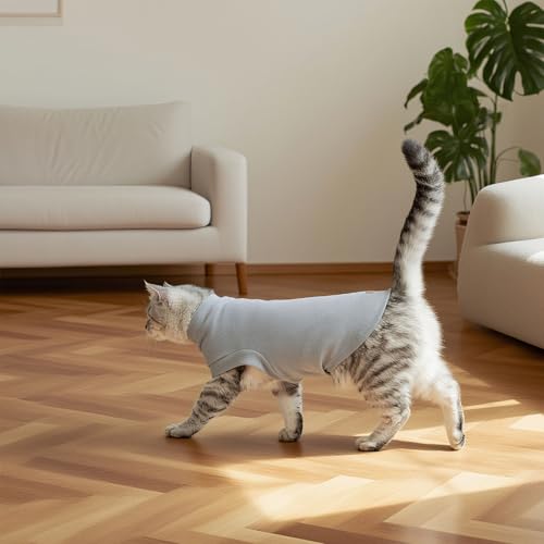 Cat Sweater Warm Fleece Pet Clothes for Cats Only (Grey / Small)