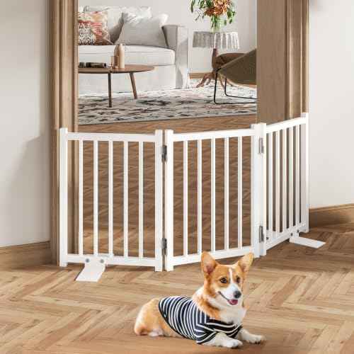 Short Dog Gate Indoor (White / 3 Panel-16''H, Up to 37’’ W)