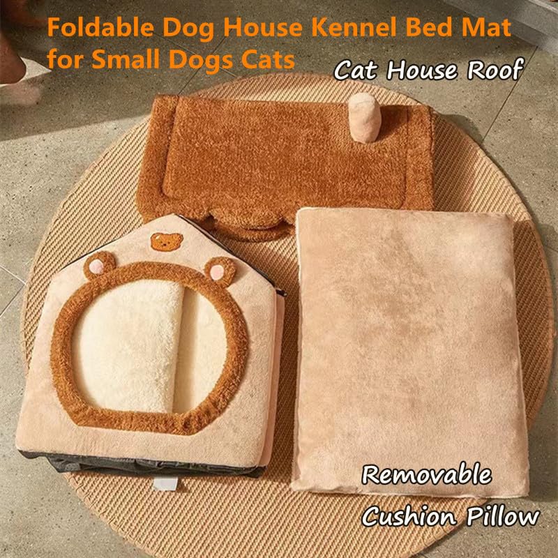 Cat Beds for Indoor Cats (A-Brown-S(15.7x12.6x13.7in))