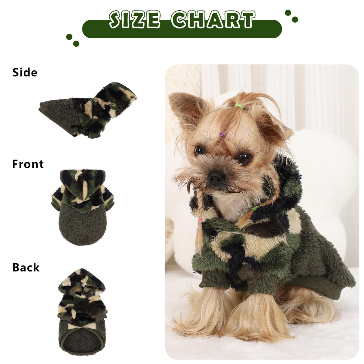 Dog Sweaters for Small Dogs (XX-Small (Chest 10 in) / Army Green Camo)