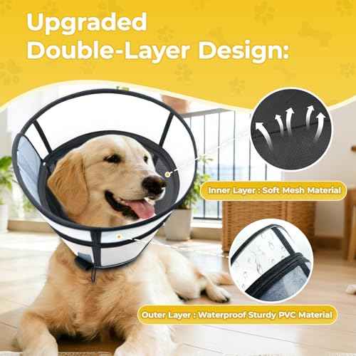 Soft Transparent Dog Cone Collar (S (Neck: 10.24-12.01") / Black)