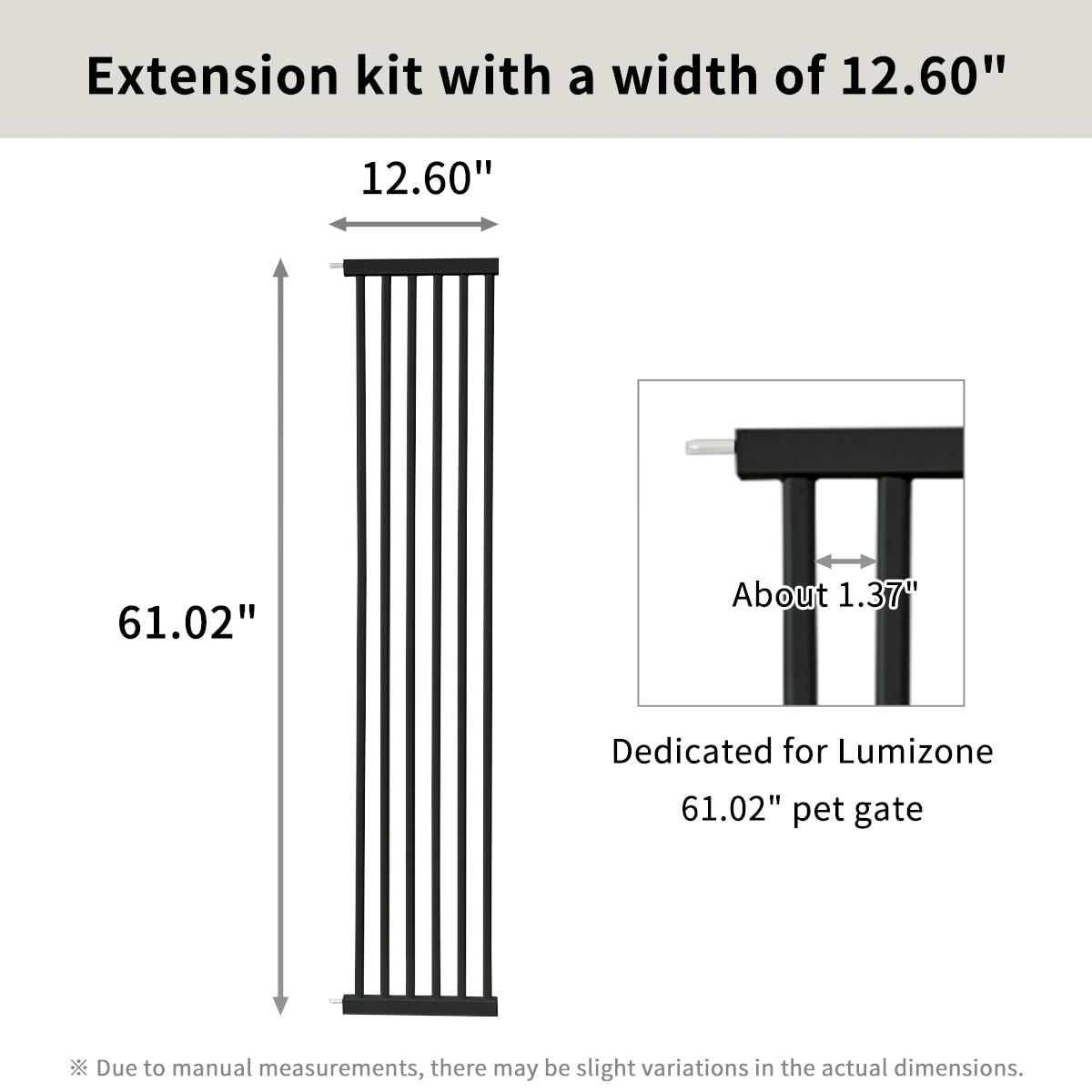 Extra Tall Cat Gate Extension Kit 61.02" High 12.6" Wide Black (61.02" H-black / 12.60" W, Extension)