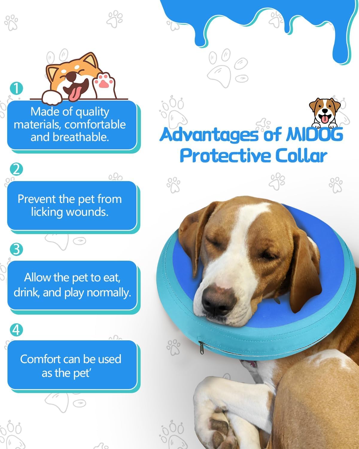 Inflatable Dog Cone (DarkBlue / M+(14"-18"))