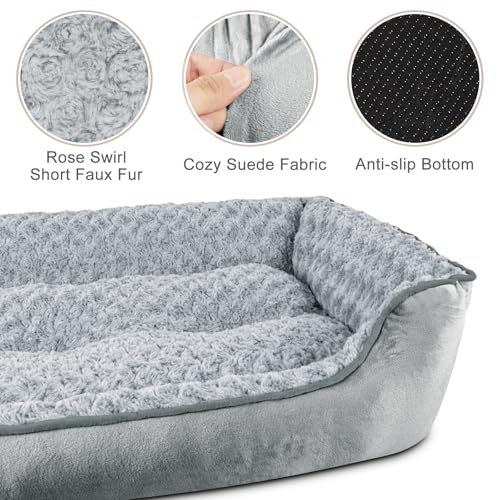 Rectangle Dog Bed for Large Medium Small Dogs (Grey / L(30"x 24"x 9"))