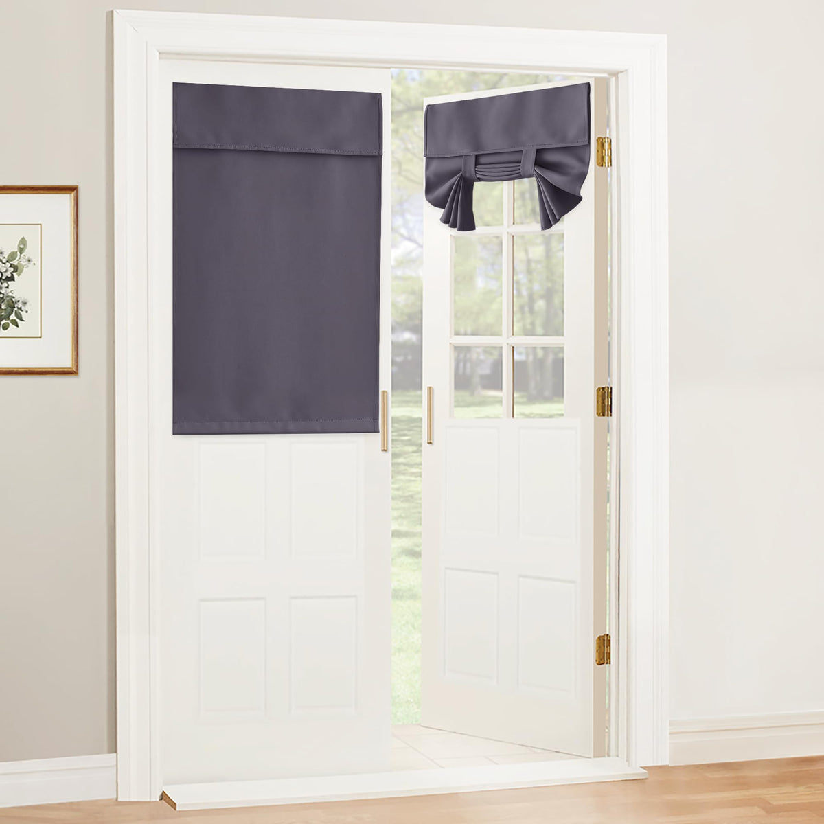 Blackout Door Window Curtains for Kitchen Back (Grayish Purple / 26"W x 40"L (Pack of 1))